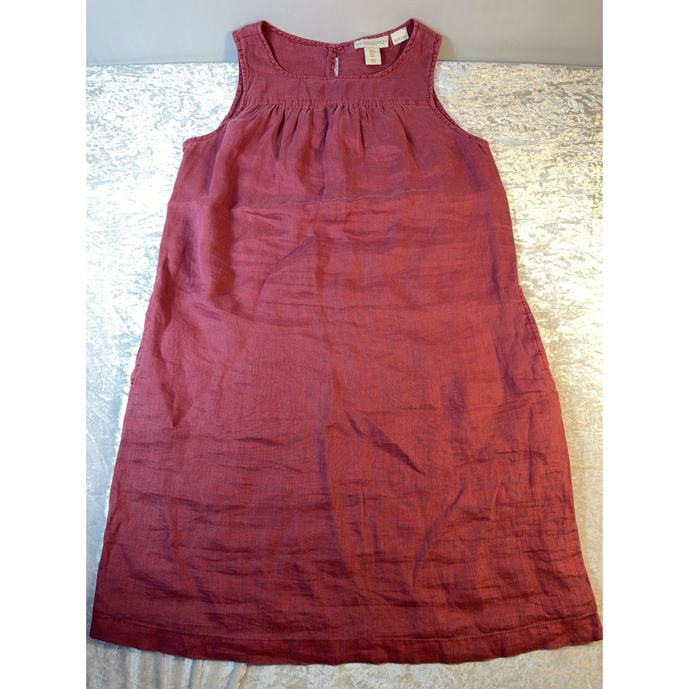 Cynthia Rowley Womens S 100% Linen Dress Pink Knee Length Shift Sleeveless